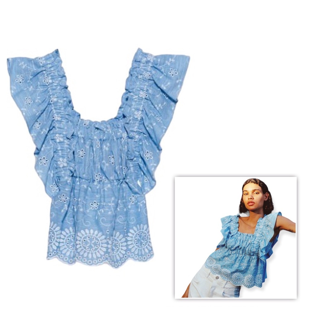 Zara Open Work Embroidered Top